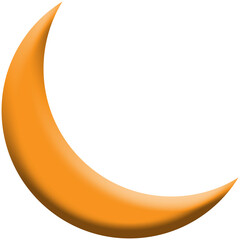Orange 3D crescent moon icon or lunar night symbol vector illustration © Rizwan