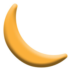 Yellow 3D crescent moon icon night symbol vector illustration © Rizwan