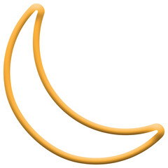 Orange 3D outline crescent moon icon or lunar night symbol vector illustration © Rizwan