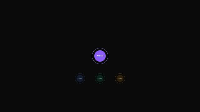 Ui flow diagram animation with nodes on black background
