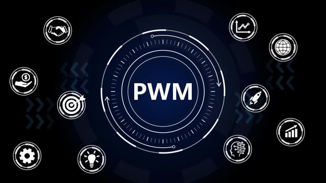 PWM Pulse Width Modulation Futuristic Digital Interface Animation.