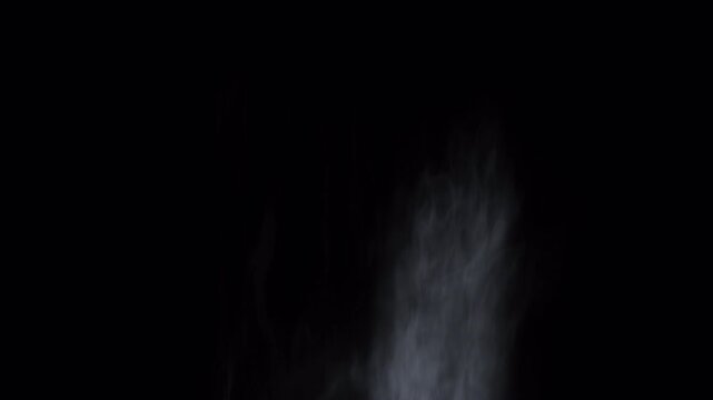 Abstract ethereal smoke plume rising against dark background.