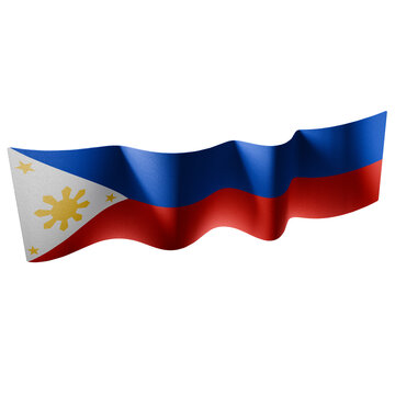 Watawat ng Pilipinas Waving Fabric Philippine Flag 3D Render Flowing Strip