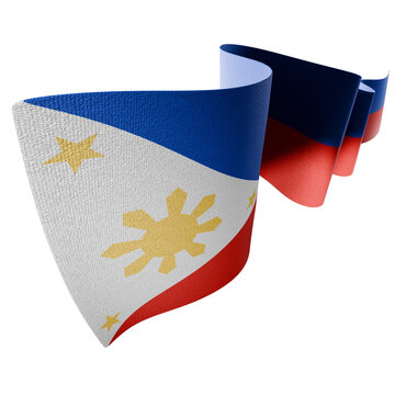 Watawat ng Pilipinas Waving Fabric Philippine Flag 3D Render Creased Corner
