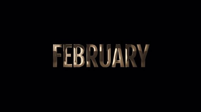 Gold February Text on Black for Winter Calendar Promotion