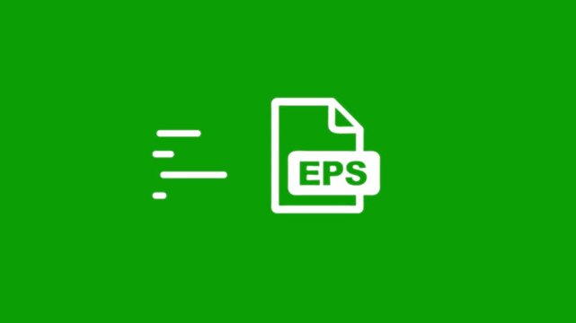 Eps file transfer icon animation on green screen background, concept of document sharing and data exchange.