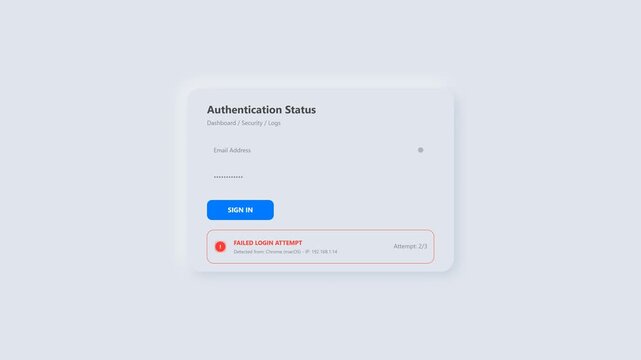 Failed Login Attempt and Account Lockout Security Alert Animation