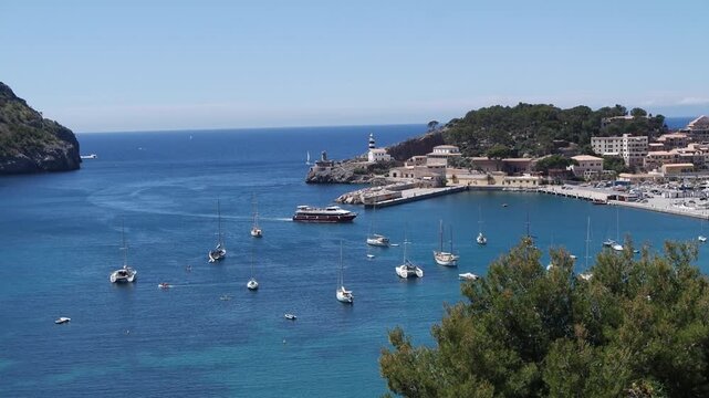 Scenic View of Coastal Bay port der soller on Mallorca