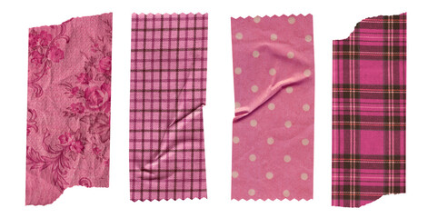 Obraz premium Pink Decorative Tape Set. Vintage floral, check and polka dot strip collection for scrapbook, junk journal and collage design