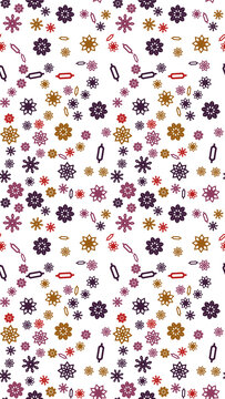 Scattered floral and capsule shapes pattern