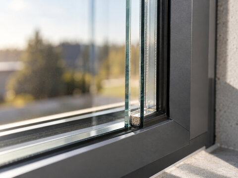 Double Glazed Window Edge with Warm Edge Spacer Detail