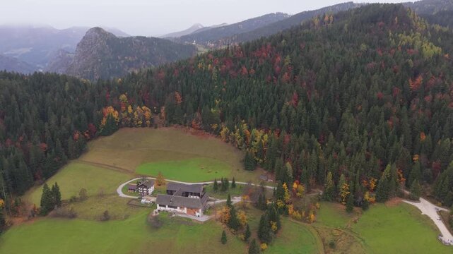 Drone View from Solcava Viewpoint Overlooking Kamnik-Savinja Alps Slovenia