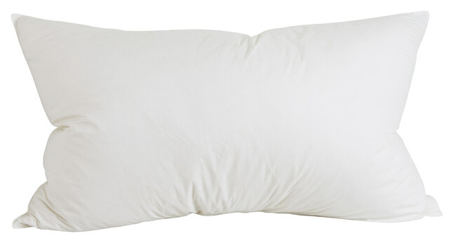 Soft rectangular white bed pillow with cotton fabric cover