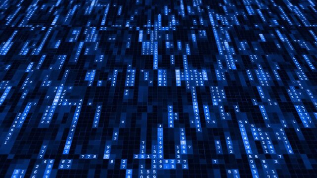 Data stream matrix background scrolling up and down the screen