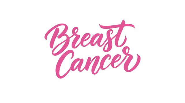 Breast Cancer Awareness Month brush text emblem with pink color