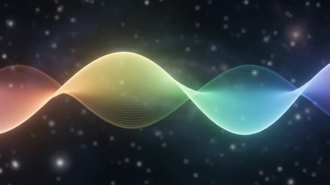 Colorful Electromagnetic Light Wave Traveling Across Deep Space