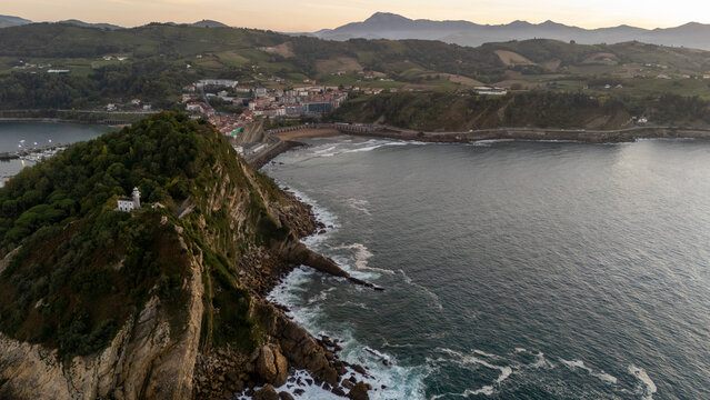 Getaria lighthouse marking coastline of Basque Country