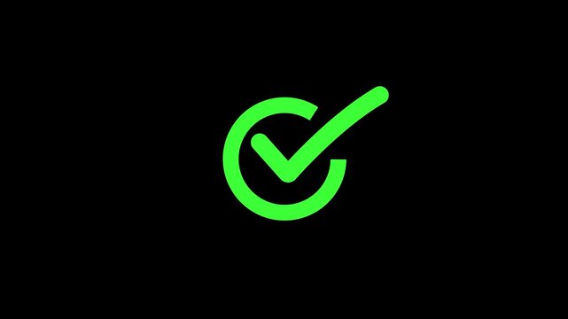 Animated Hand-drawn check mark in a box with alpha channel. check mark and check box, Checkmark Icon