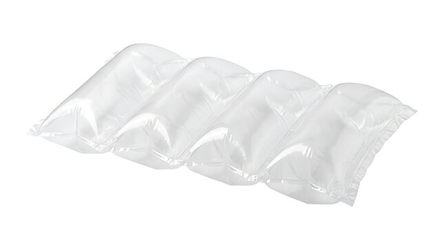 Inflatable air cushion packaging isolated on transparent background