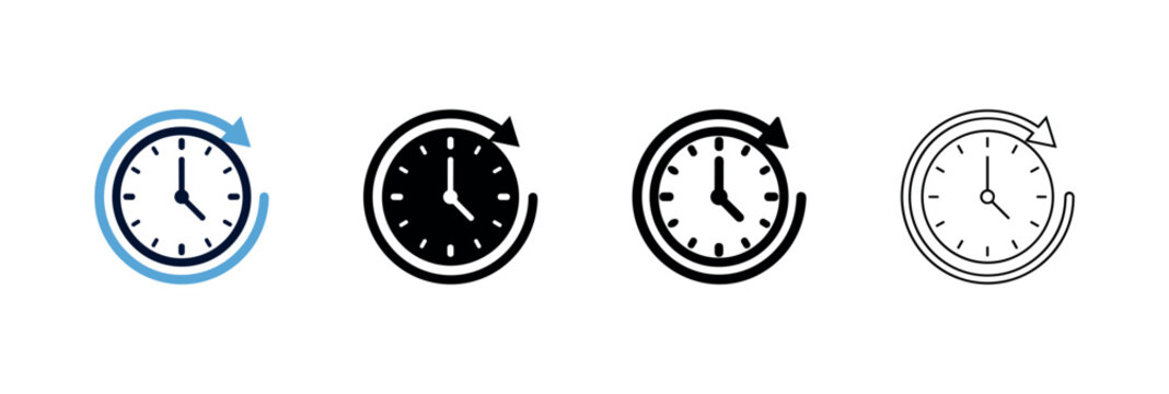 History time and update clockwise refresh arrow icon set