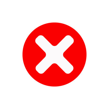 Red circular icon with white cross sign representing rejection