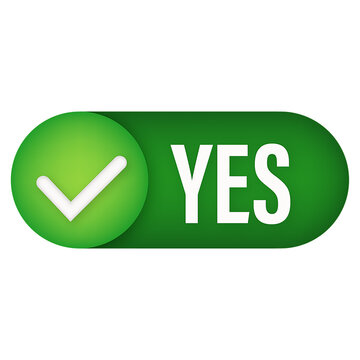 Green button with white checkmark and the word yes check mark UI button