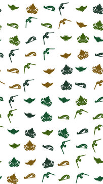 Seamless pattern of stylized leaves and scrolls