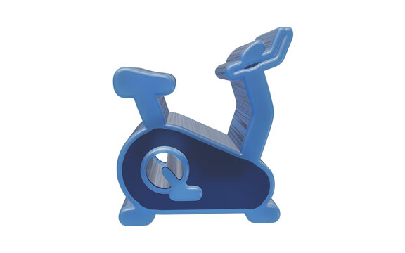 Blue stationary exercise bike 3d icon isolated on transparent background for cycle training and spinning classes featuring a compact indoor bicycle design for fitness apps and health web graphics