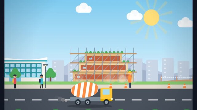 Animation of Urban Development and City Infrastructure Building Construction Progress Process