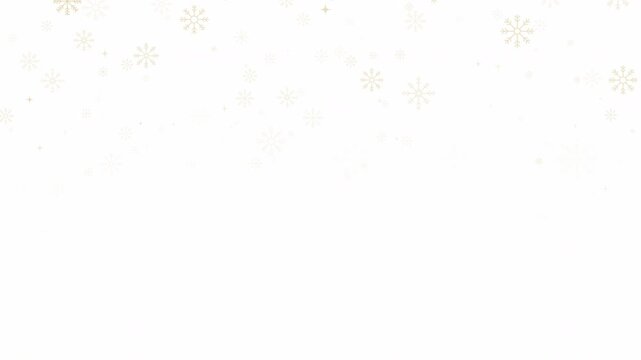 Falling golden snowflakes with soft shimmering light and sparkling bokeh effects. Beautiful Christmas winter animation on a dark background.