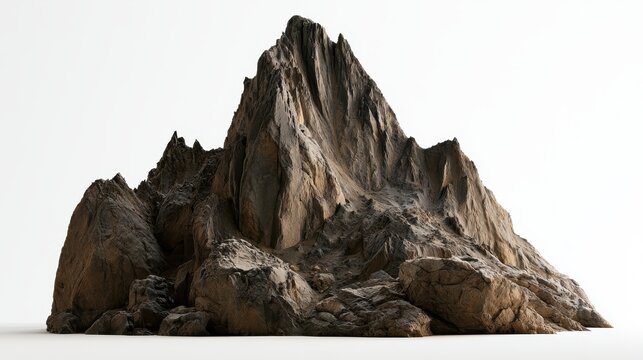 A jagged mountain peak isolated on white background