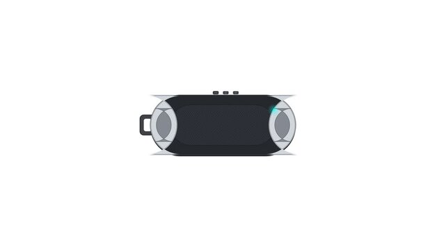 Animated portable wireless bluetooth speaker assembly motion graphic