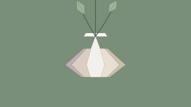 Minimalist geometric vase animation growing green stems and leaves