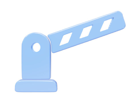 Blue barrier gate security icon symbol on transparent background