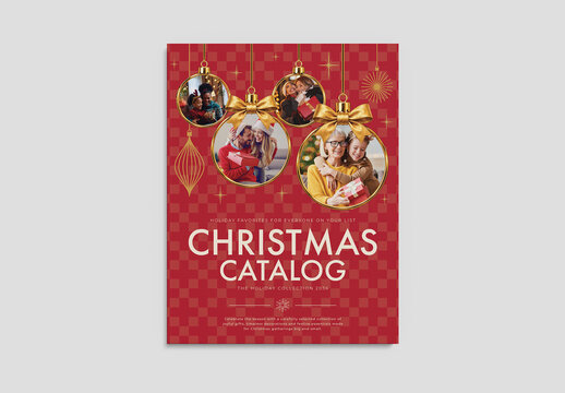 Christmas Catalog Cover Templates, Holiday Gift Brochure & Magazine Cover Set, Retail Shopping Guides with Festive Photo Collage