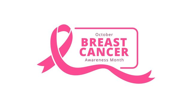 Breast Cancer Awareness Month brush text emblem with pink color