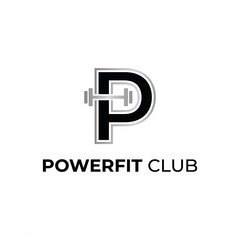 Obraz premium PowerFit Club Logo with Minimalist Barbell Symbol