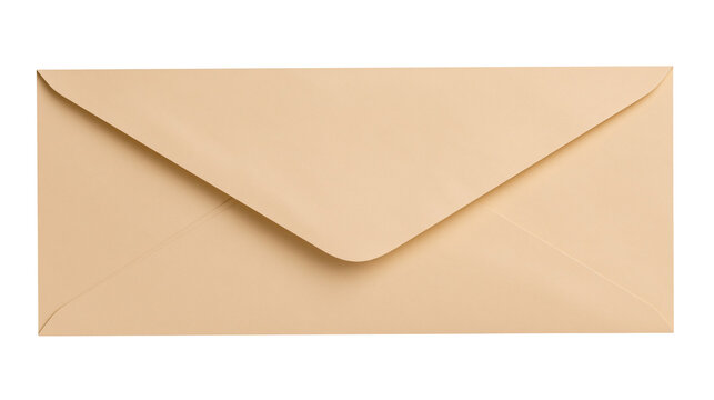 Closed rectangular beige paper envelope with triangular flap