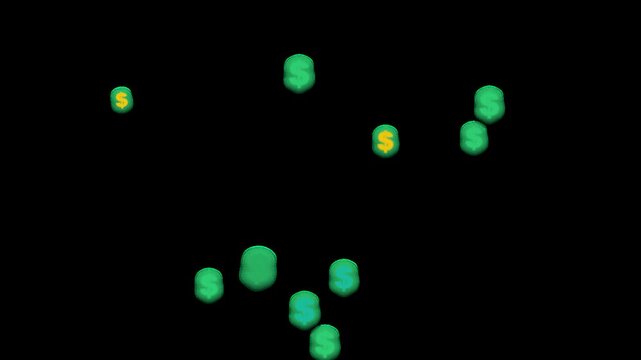 Animated sequence of dollar signs transitioning from plain to glowing with increased motion and brightness