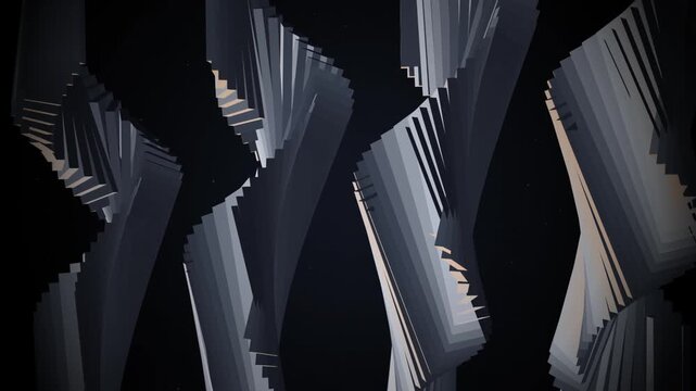 Monochrome twisting stacked panels vertical columns loop