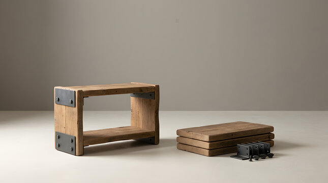 Conceptual still life illustrating material recovery, reuse and circular design for a resource-conscious economy. AI Generated.