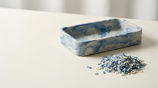 Conceptual still life illustrating material recovery, reuse and circular design for a resource-conscious economy. AI Generated.