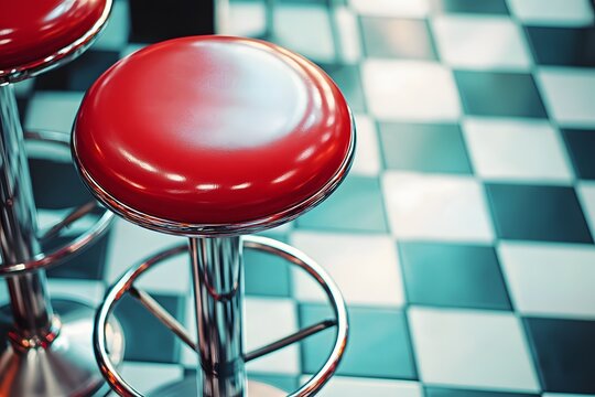 Chrome Red Vinyl Retro Bar Stools Vintage Style for Blog Post
