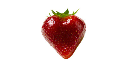 Fresh ripe heart shaped strawberry with green leaves © Elias