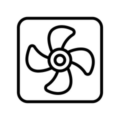 Exhaust fan line icon with four blades in rounded square frame © XPLOXStudio