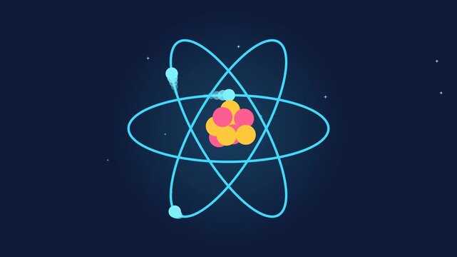 Abstract illustration of an atom with electrons orbiting the nucleus