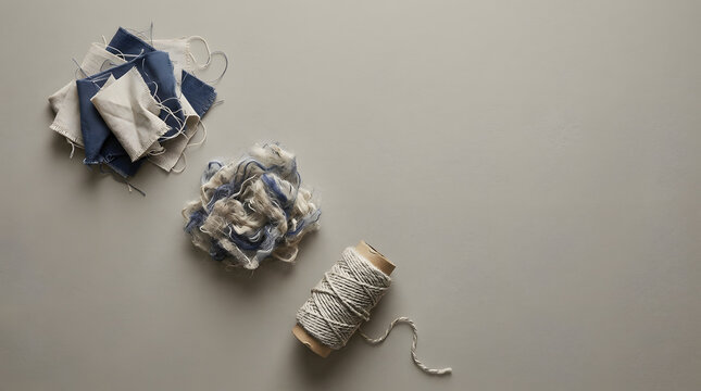 Conceptual still life illustrating material recovery, reuse and circular design for a resource-conscious economy. AI Generated.