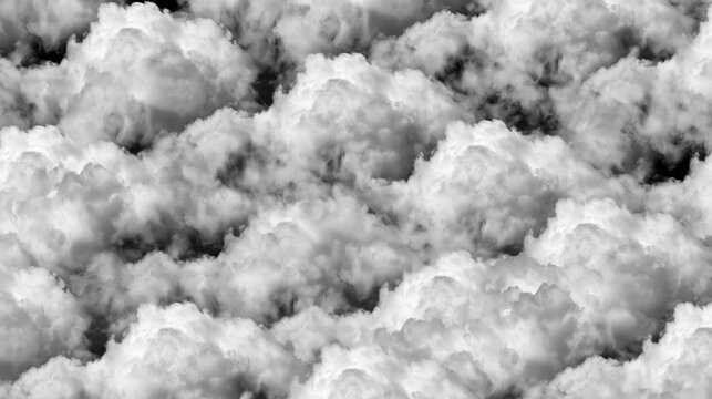 Close-up of a group of fluffy white clouds. the clouds are densely packed together, creating a dense and dense texture.