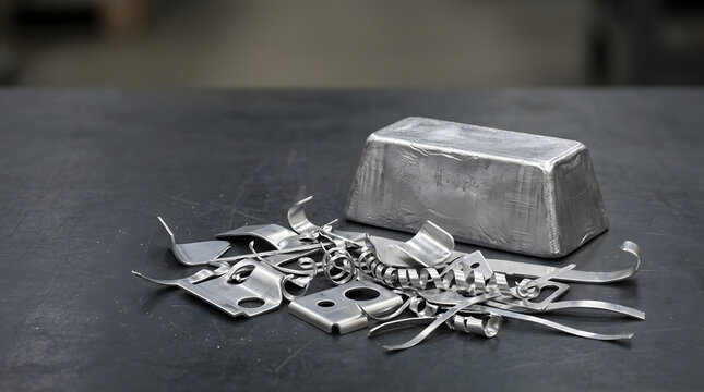 Conceptual still life illustrating material recovery, reuse and circular design for a resource-conscious economy. AI Generated.