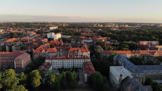 Bytom city aerial view video. Upper Silesia region in Poland.